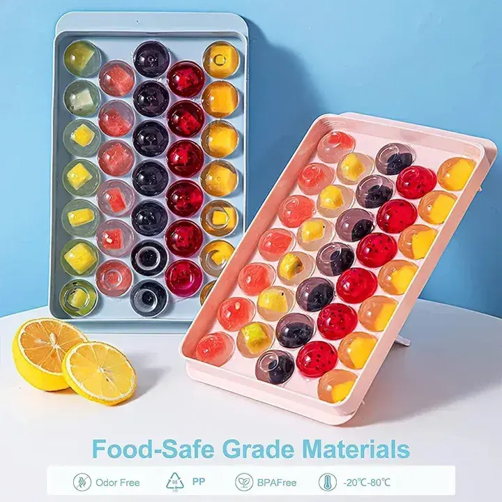 Ice Ball Tray, Cute Ice Tray, Ice Maker with Lid, Ice Cube Case, Ice Cube Tray, Round, Easy to Remove, Freezer, Storage, Liquor Ice, Home