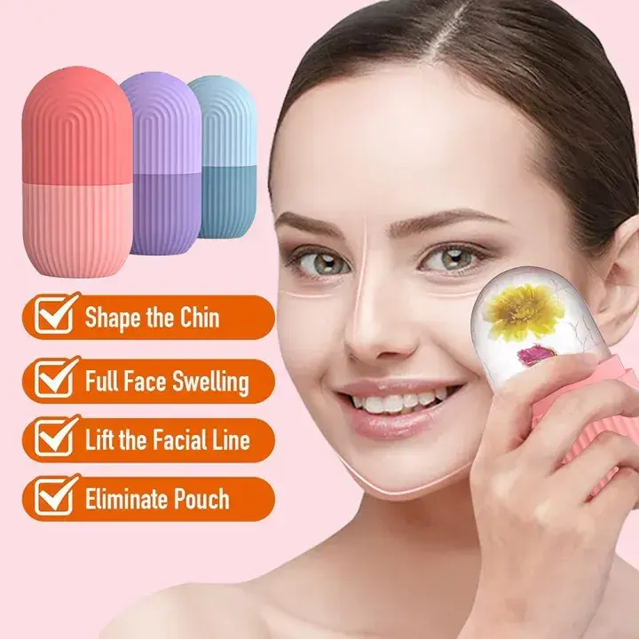 Ice Roller For Face, Beauty Facial Massage Ice Roller, Glow Cube Ice Roller for Face,Skin Care Tools for Eye Wrinkles, Acne Puffiness Relief