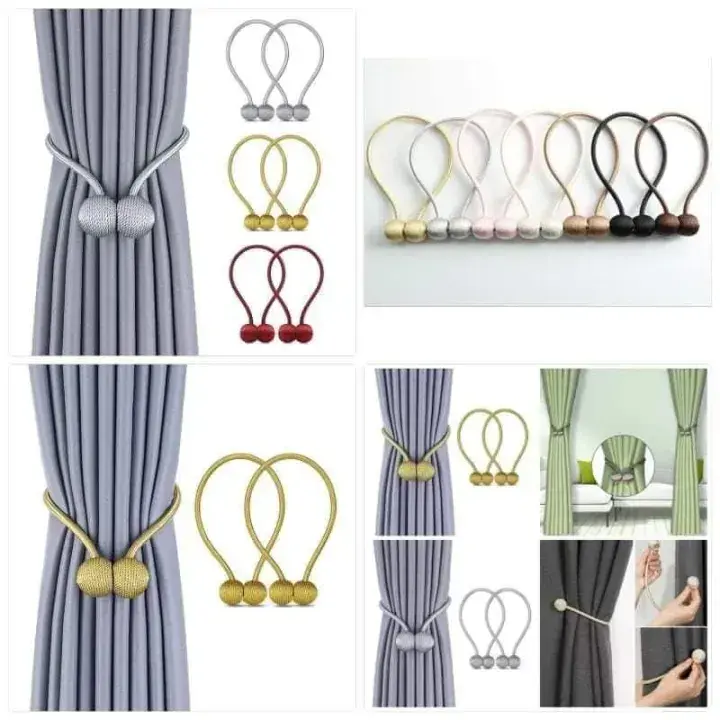 Magnetic Curtain Tie Backs,Curtain Buckle, Magnetic Curtain Tieback Buckle Strap Holdbacks Magnet Clip,for Curtain Rod Tie
